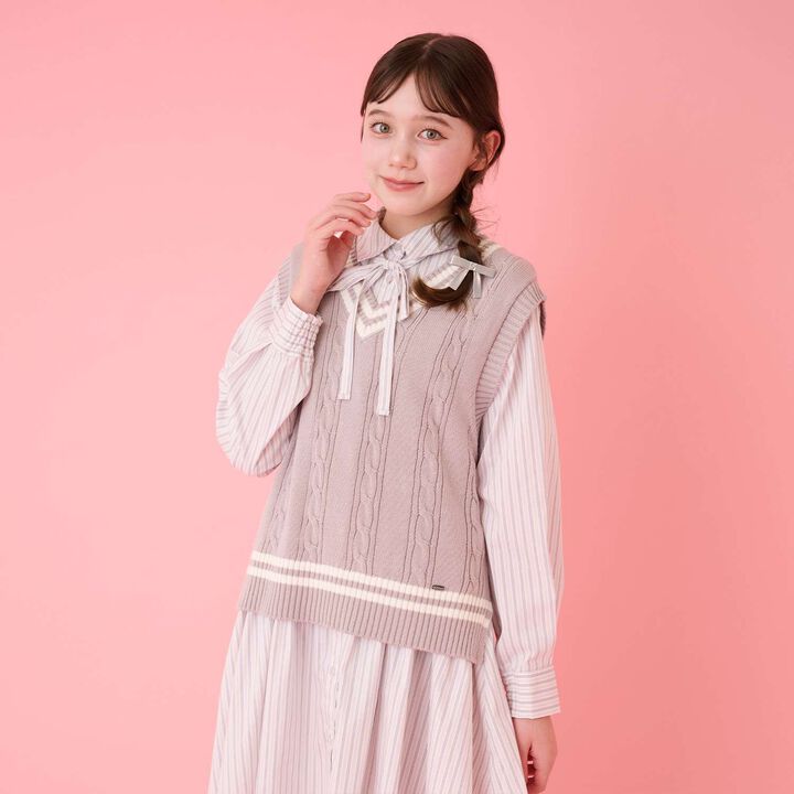 Knit Vest & Shirt Dress Set,Sax blue, medium image number 21