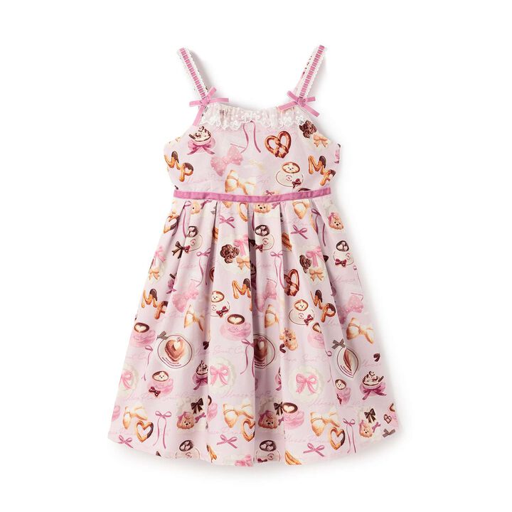 Café Pattern Camisole Dress,Pink, medium image number 11