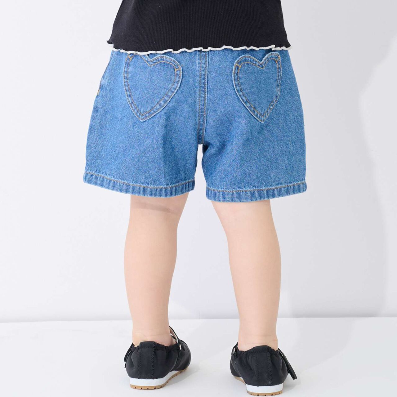 Washed Heart Pocket Shorts,Blue, large image number 1