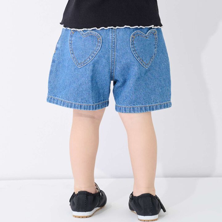 Washed Heart Pocket Shorts,Blue, medium image number 1