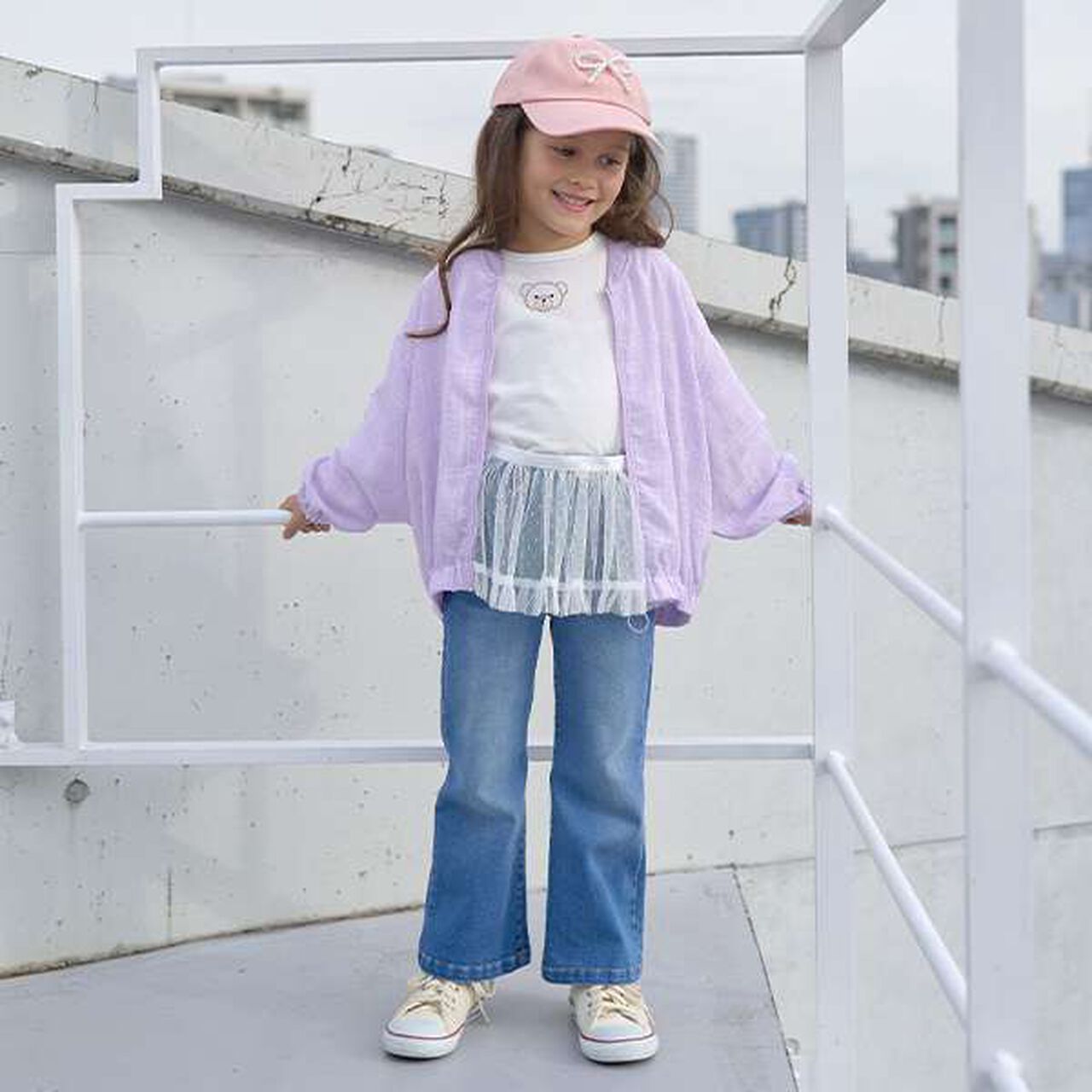 Soft Cotton Assorted Line Stone Motif Puff A-Line T-Shirt,Cream, large image number 19