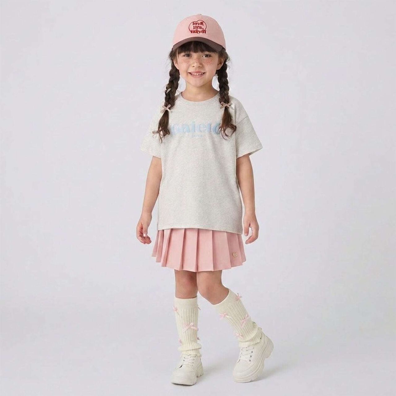 [100% Cotton] Heavy Rotation A-Line T-Shirt 2-Piece Set for Girls Kids,Dark red, large image number 28