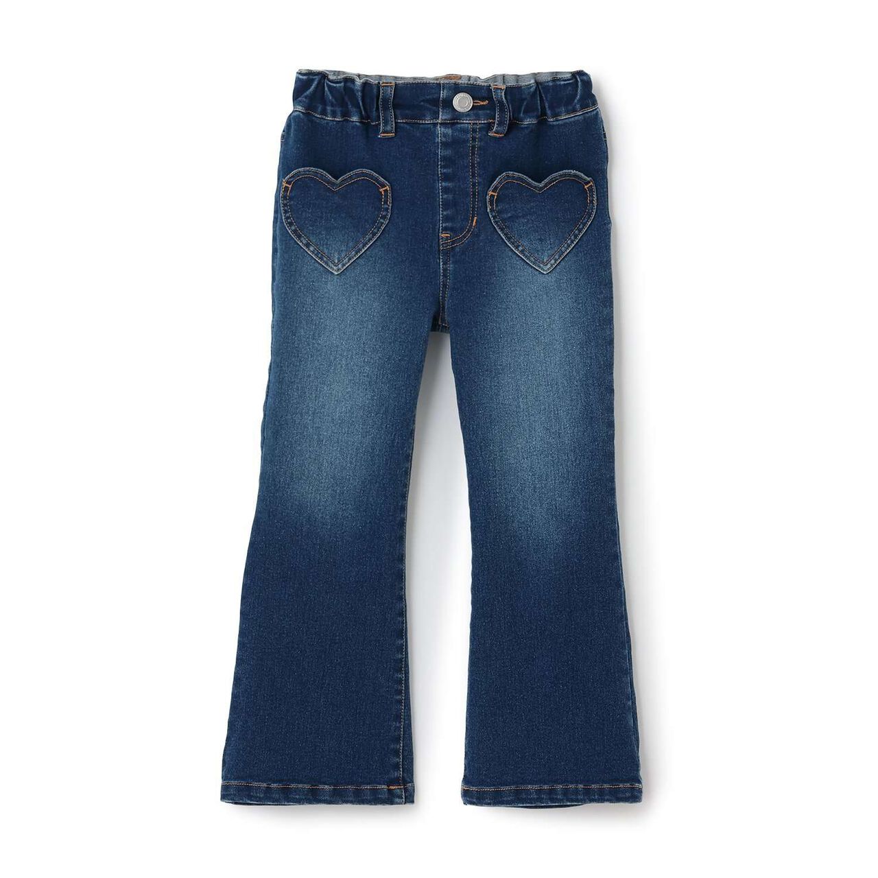 Beautiful Silhouette Stretch Heart Pocket Flare Denim Pants,Blue, large image number 1
