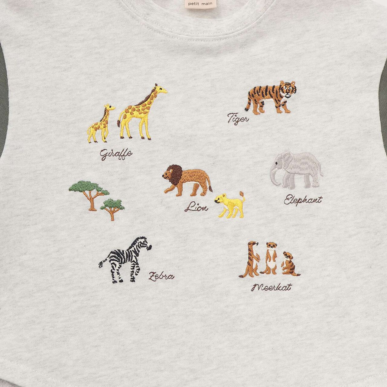 Animal Embroidery Long-Sleeve T-Shirt,Cream, large image number 6
