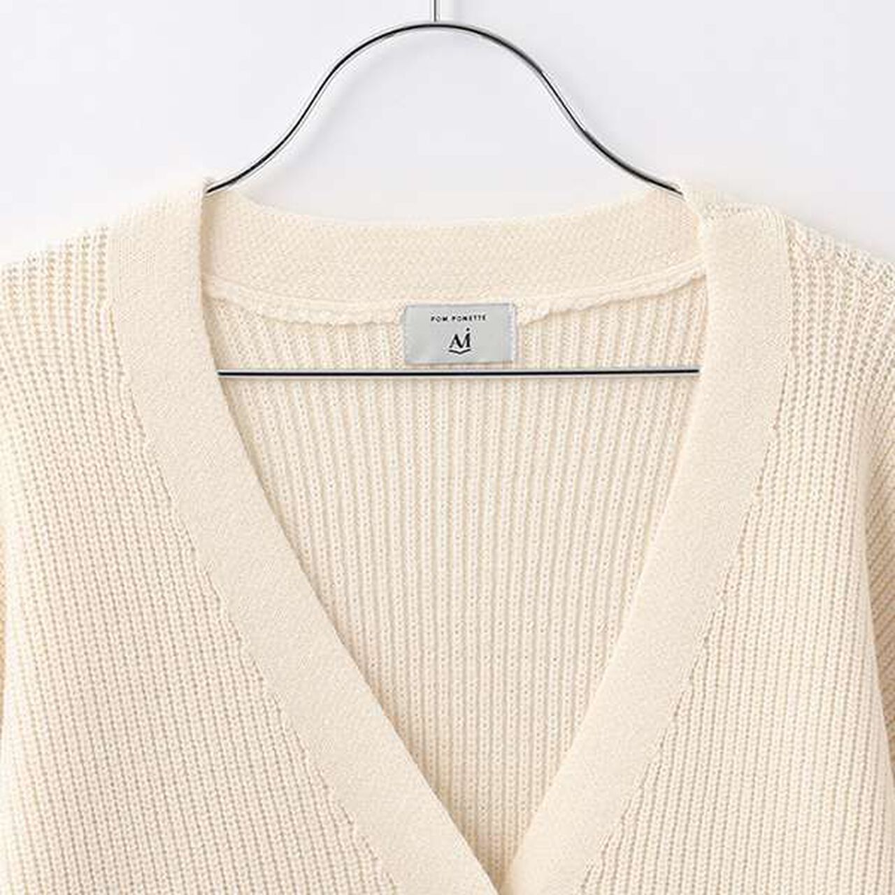 [AMI] Overlay Tulle Sleeve V-Neck Cardigan,Ivory, large image number 6