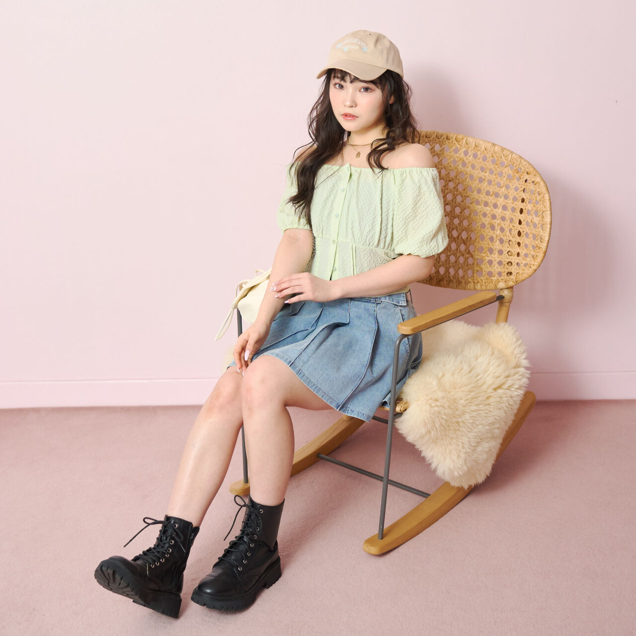 Off-Shoulder Blouse,Light green, large image number 4