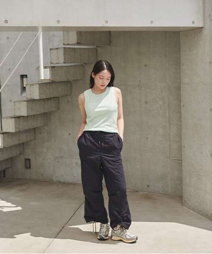 Shirred Wide Pants,Navy, medium image number 1