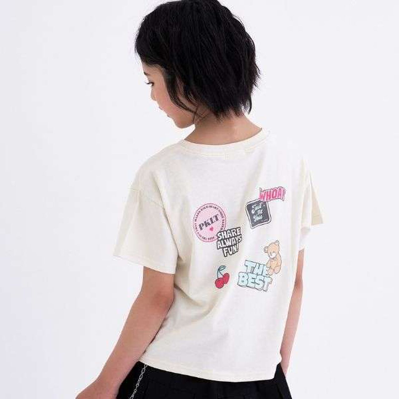 [Daily Price] 100% Cotton Patch-Style Short Sleeve T-Shirt,Ivory, large image number 10
