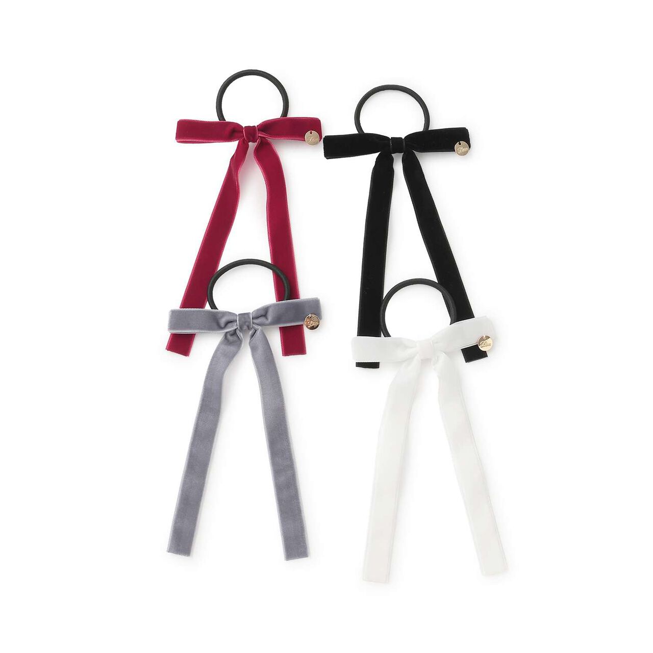 Velour Ribbon Hair Tie,Gray, large image number 3