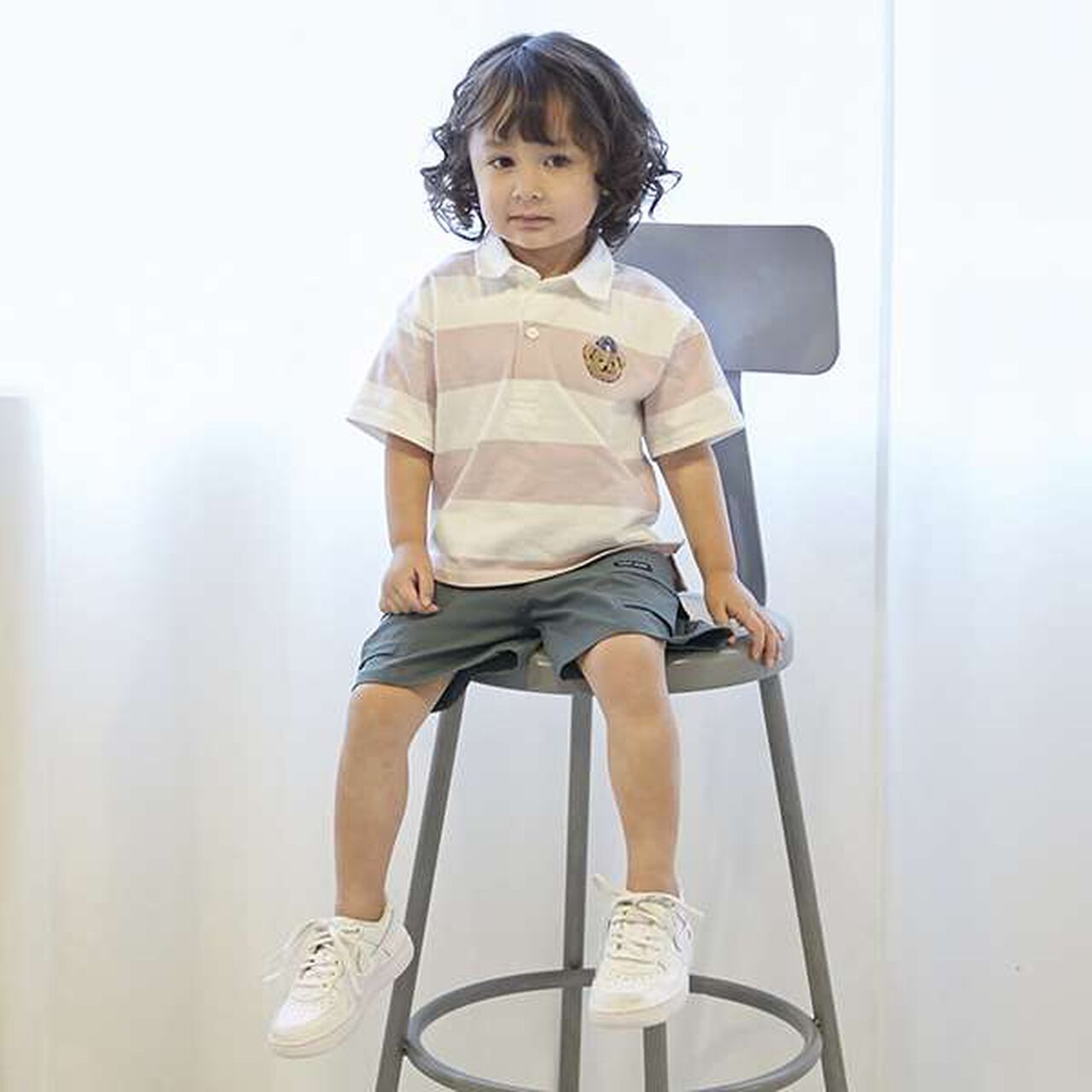 [Link] Wide Stripe Rugby Shirt (Kids),Moderate blue, large image number 4