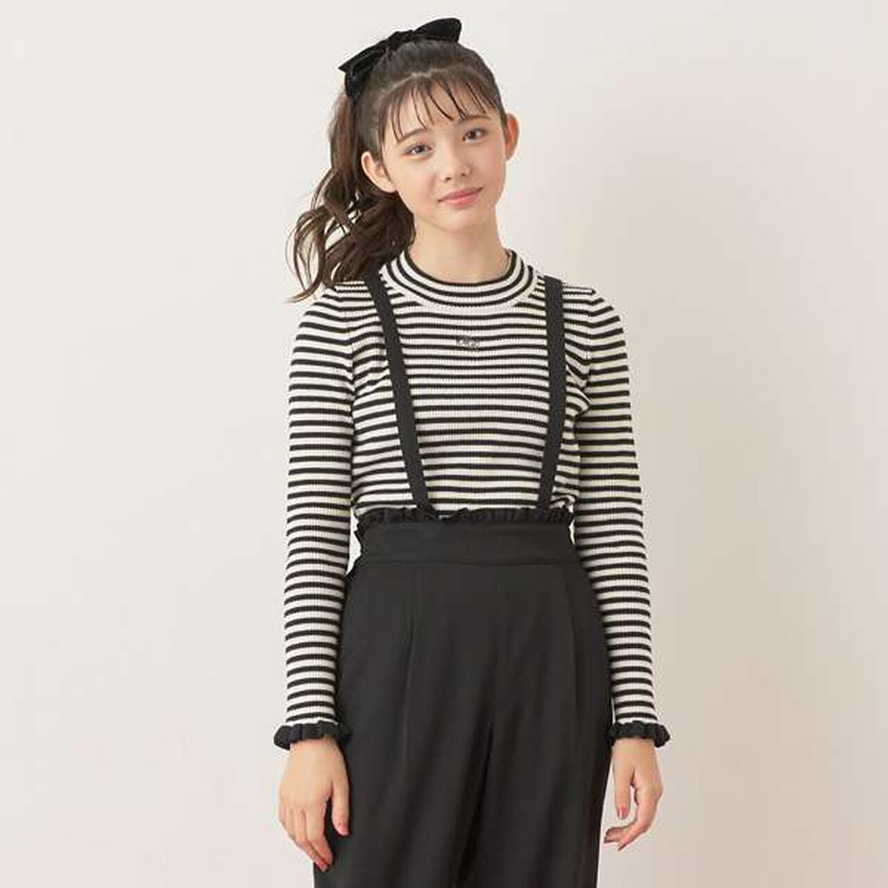 Stripe Pattern Rib Knitwear,Off white, large image number 6