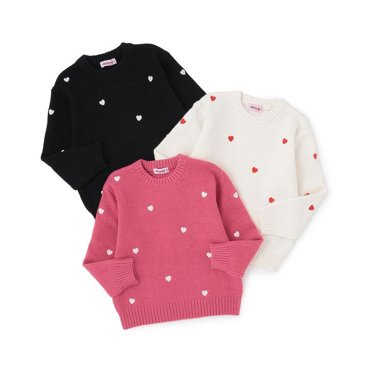 Heart Embroidery Knitwear,Off white, medium image number 5