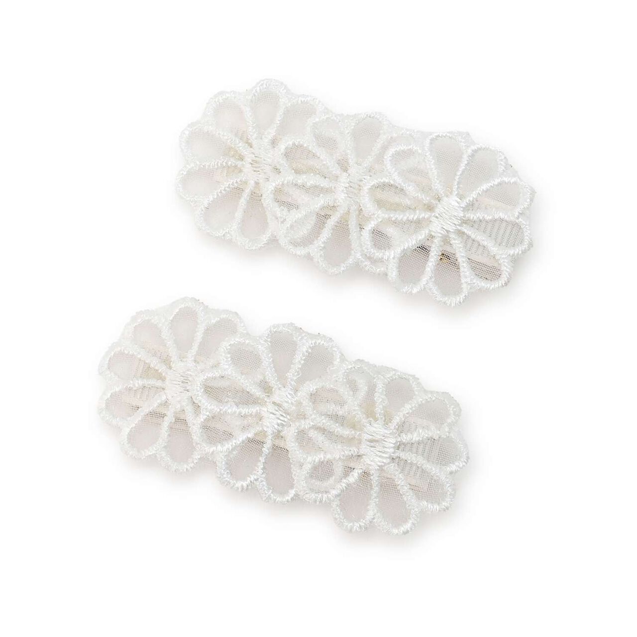 Lace Flower Hair Clips 2P/L,Off white, large image number 0