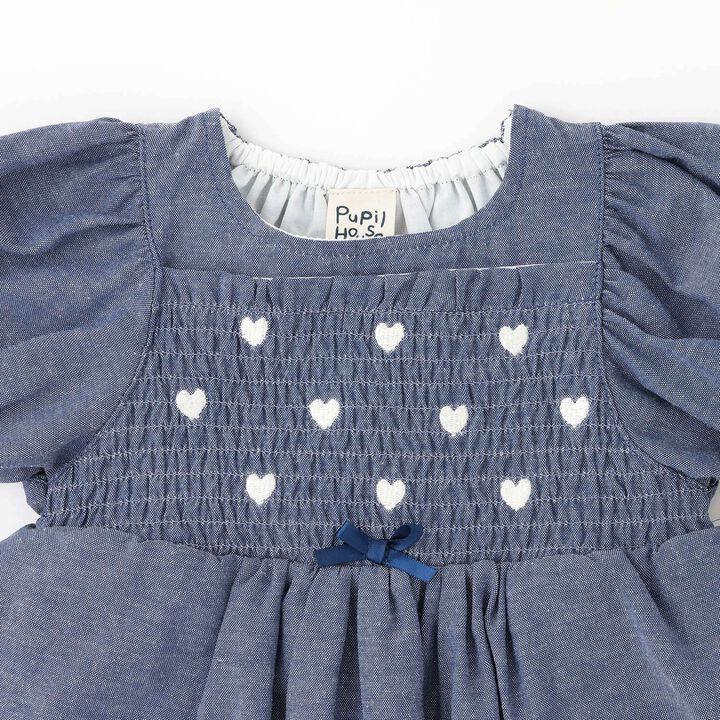 Heart Embroidery One-Piece Dress,Navy, medium image number 2