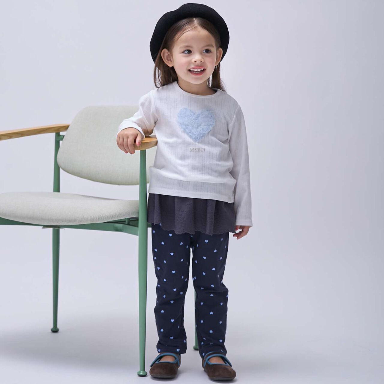 Heart & Animal Motif Long-Sleeve T-Shirt,Off white, large image number 3