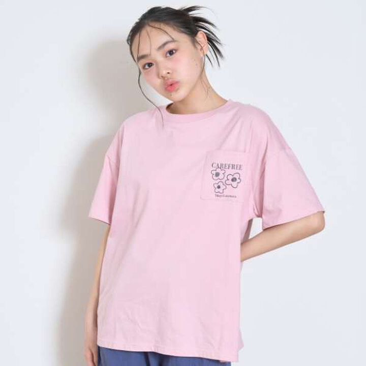 [7days] Flower Pocket Big T-Shirt,Charcoal gray, medium image number 1