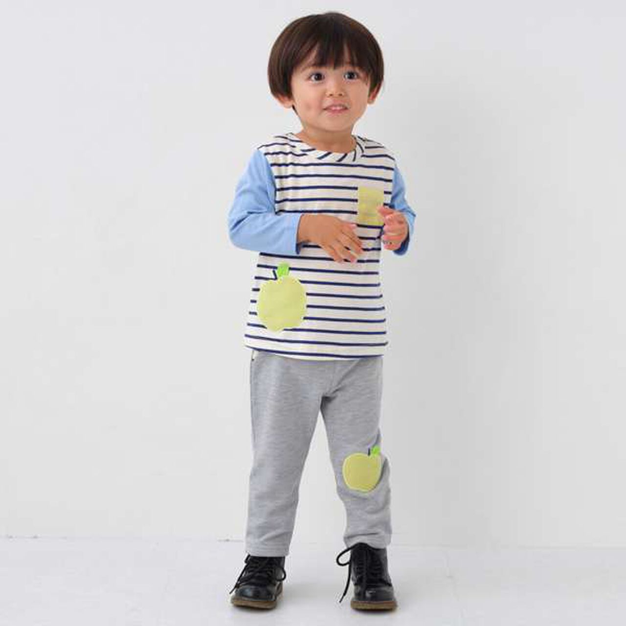 Boys' Full-Length Apple Print Pants,Gray, large image number 8