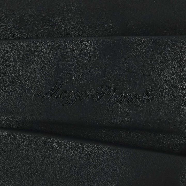 Denim & Faux Leather Skirt with Decorative Chain,Navy, medium image number 7