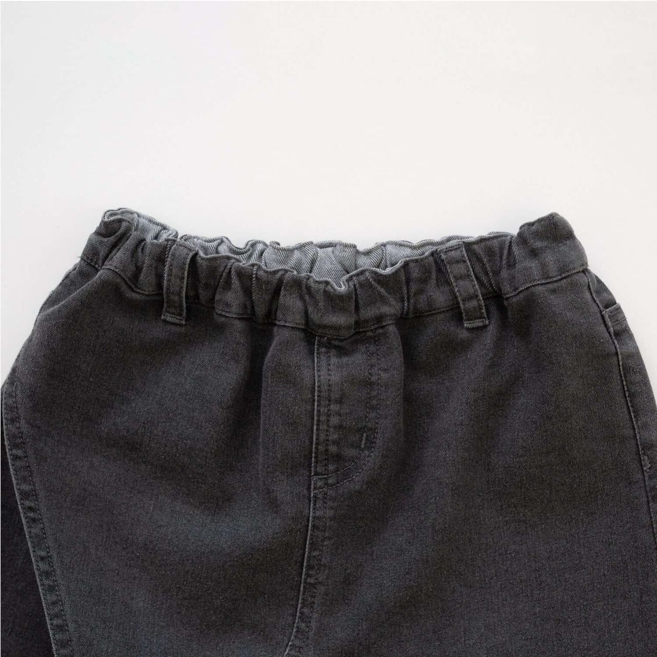 Denim Mini Wrap Skirt Pants,Charcoal gray, large image number 3