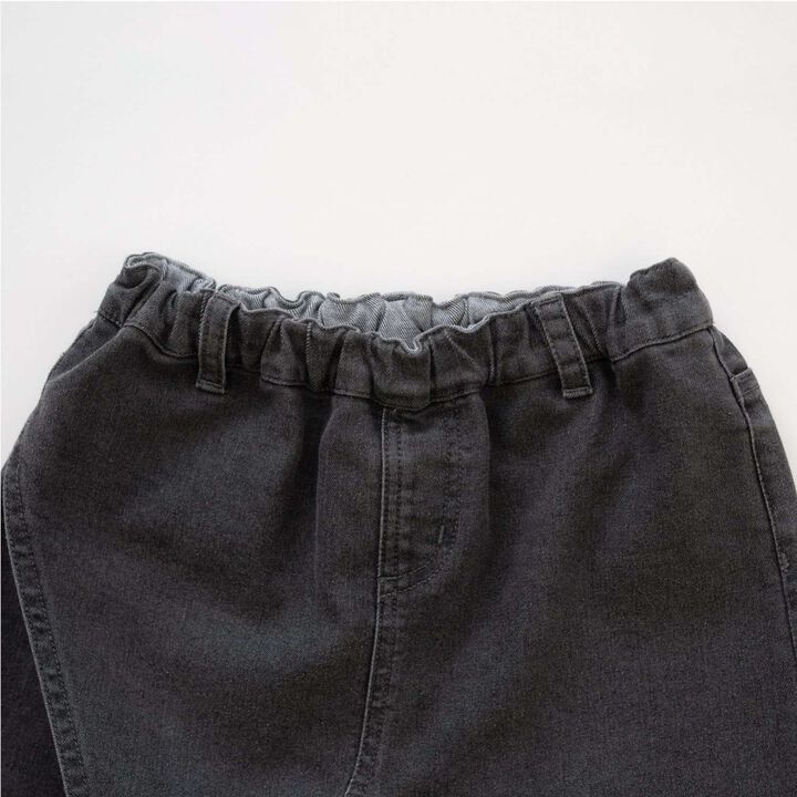 Denim Mini Wrap Skirt Pants,Charcoal gray, medium image number 3