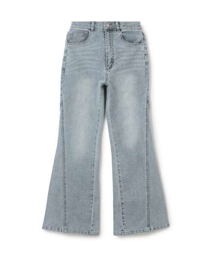 Motif Logo Flare Denim Pants,Light blue, medium image number 0