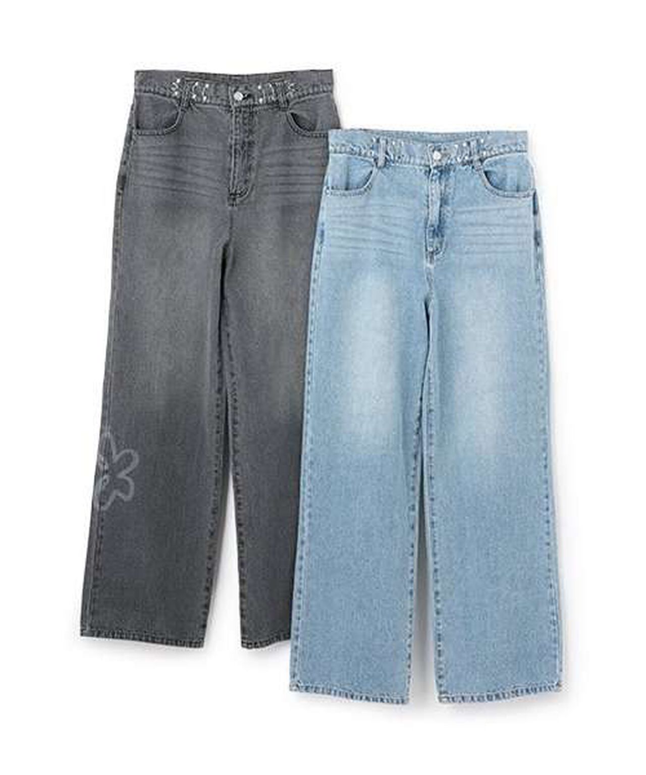 Tack Denim Wide Pants,Gray, large image number 7