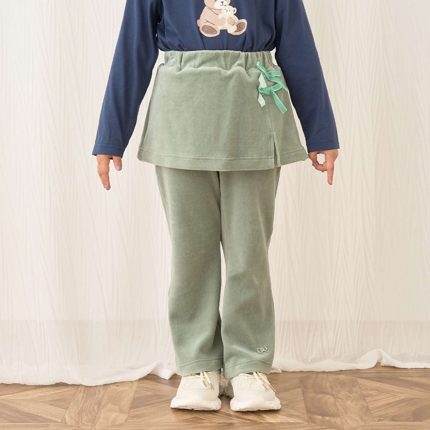 Plush Velour Coordinatable Setup Flared Pants with Skirt