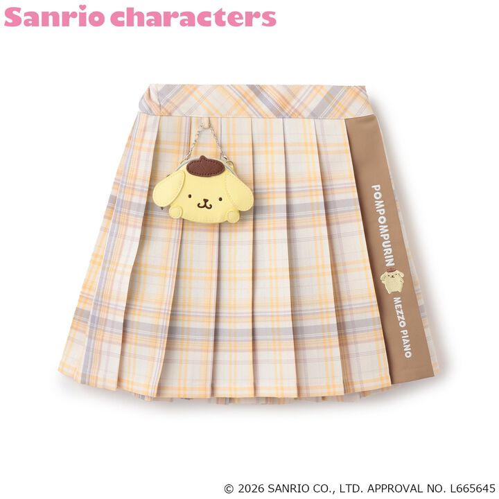 [Pompompurin] Pouch Check Pleated Skirt-Pants,Yellow, medium image number 14