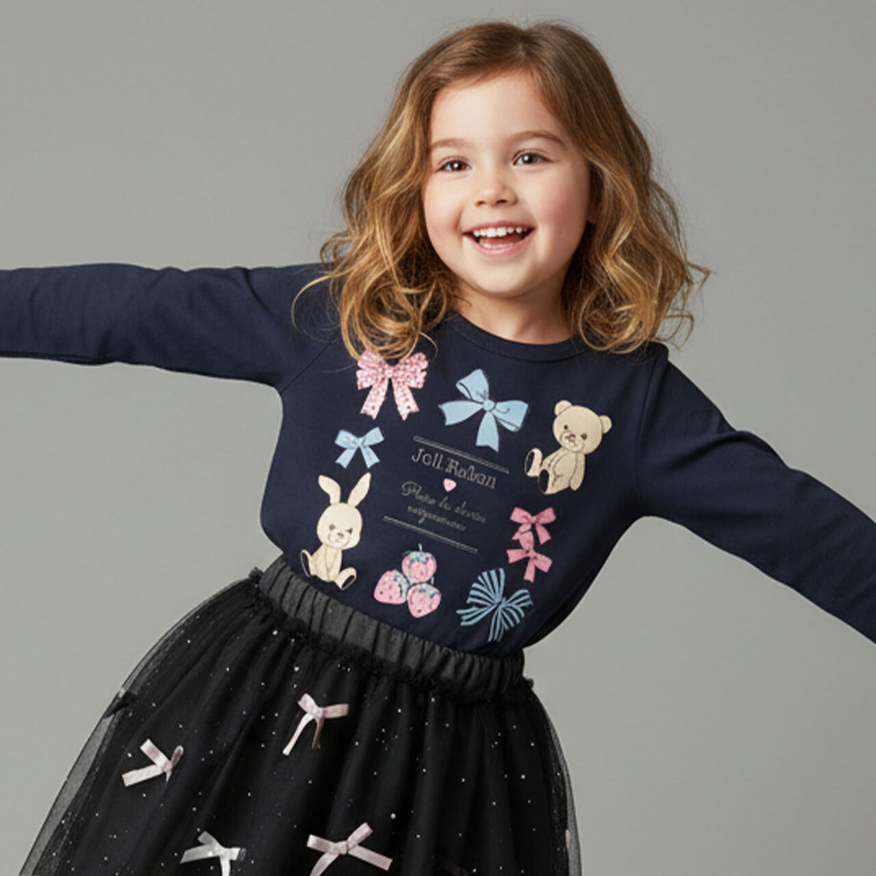 990T Long-Sleeve Plush Ribbon,Navy, large image number 0