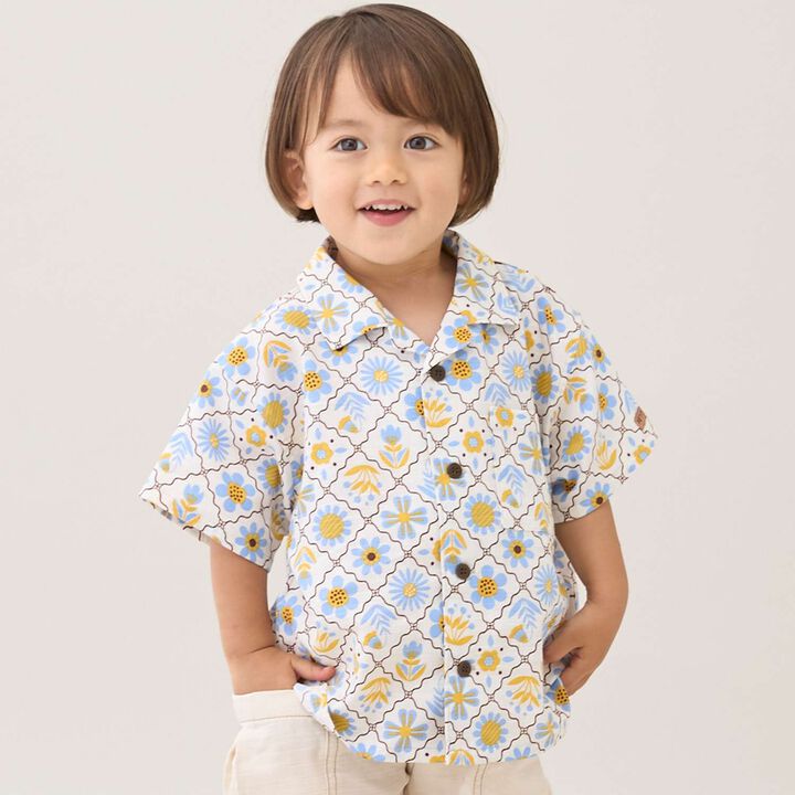 [Link] Cotton Rayon All-Over Pattern Short-Sleeve One-Piece Dress,Black, medium image number 10