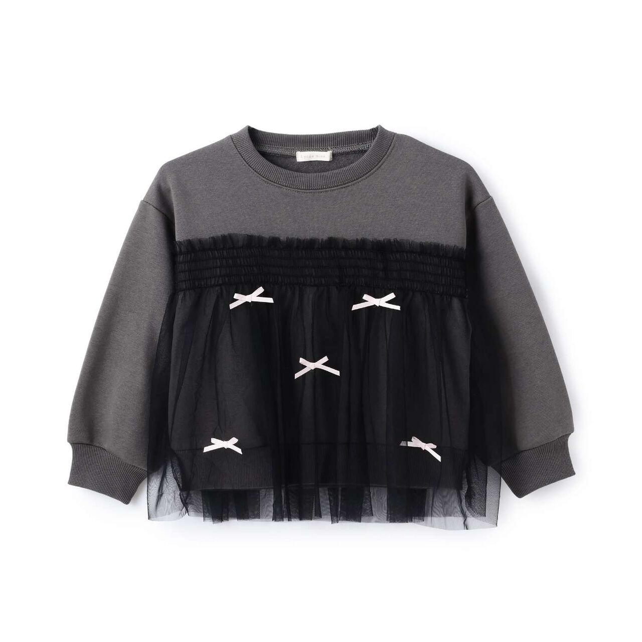 [Lycee Mine Ballet Series] Wool Lined Sweatshirt with Tulle and Ribbon,Ivory, large image number 3