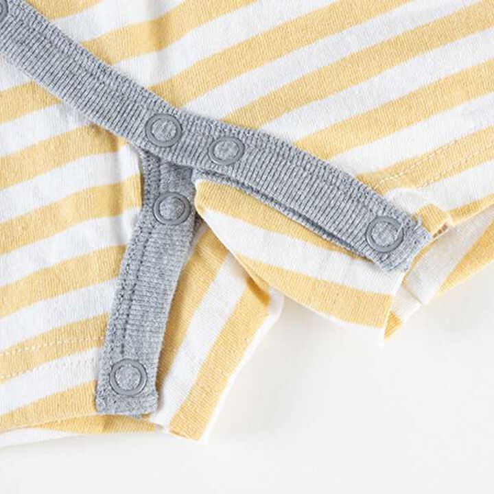 Stripe Pattern Train Motif Short All-in-One (Free 70-80 cm),Yellow, medium image number 7