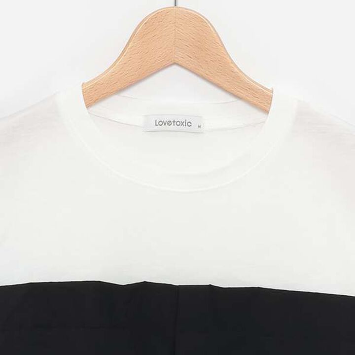 Layered Peplum Half T-Shirt,Black, medium image number 3