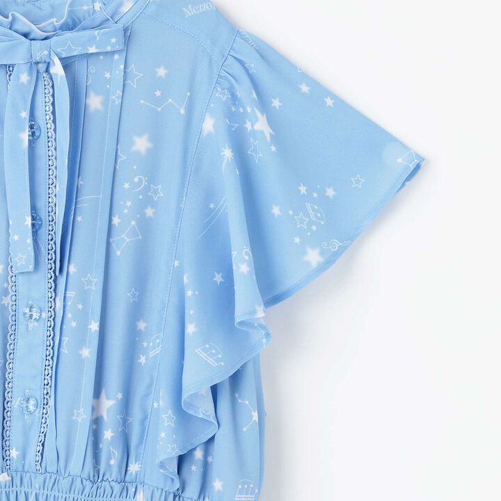 Assorted Fabric Pleated One-Piece Dress♪,Light blue, medium image number 4