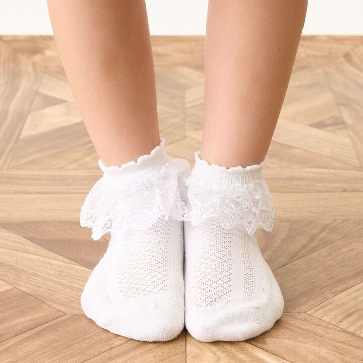 [Lycee Mine Ballet Series] Ruffled Lace Socks,Sax blue, medium image number 6