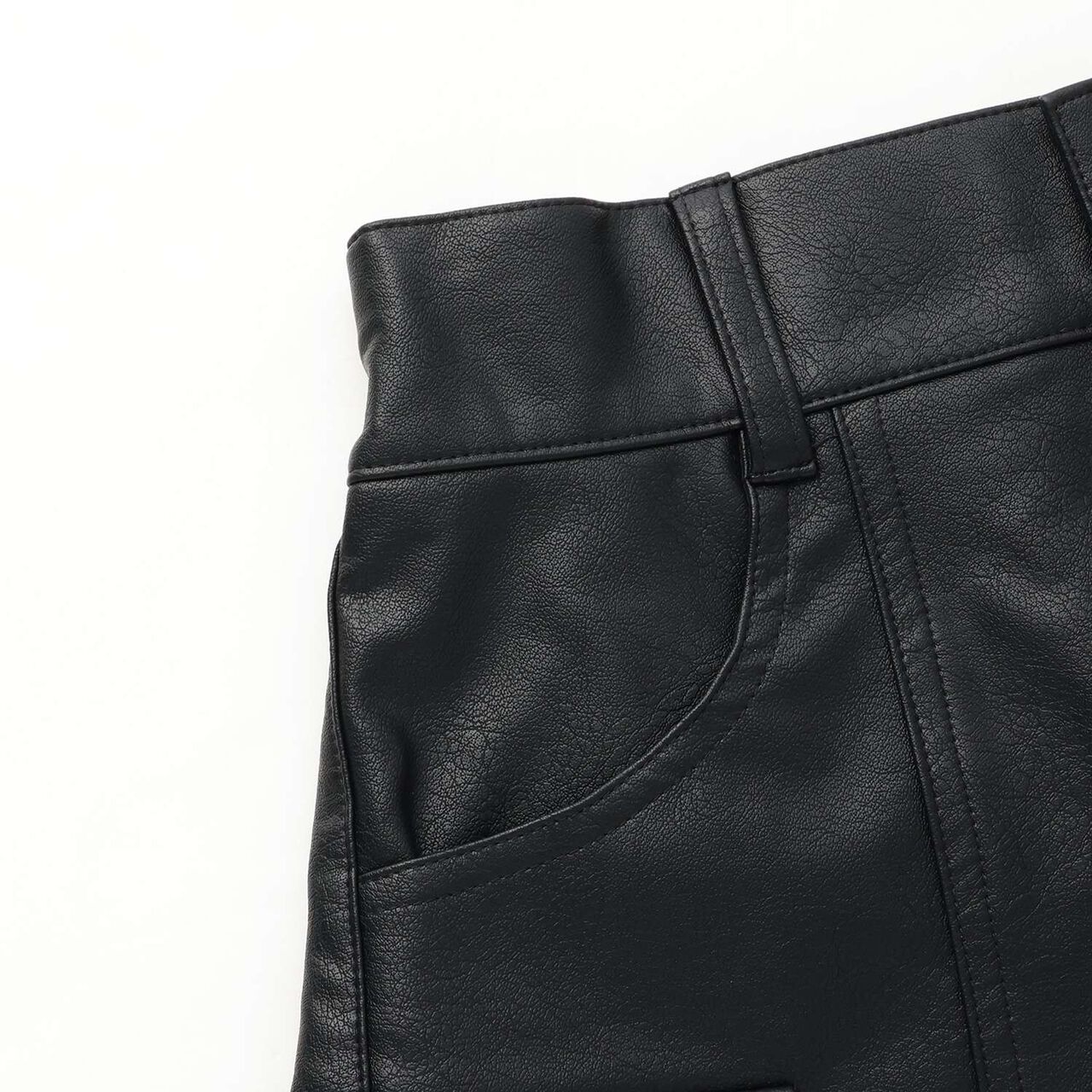 [LTXC] Faux Leather Cargo Mini Skirt,Black, large image number 9
