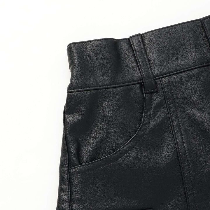 [LTXC] Faux Leather Cargo Mini Skirt,Black, medium image number 9