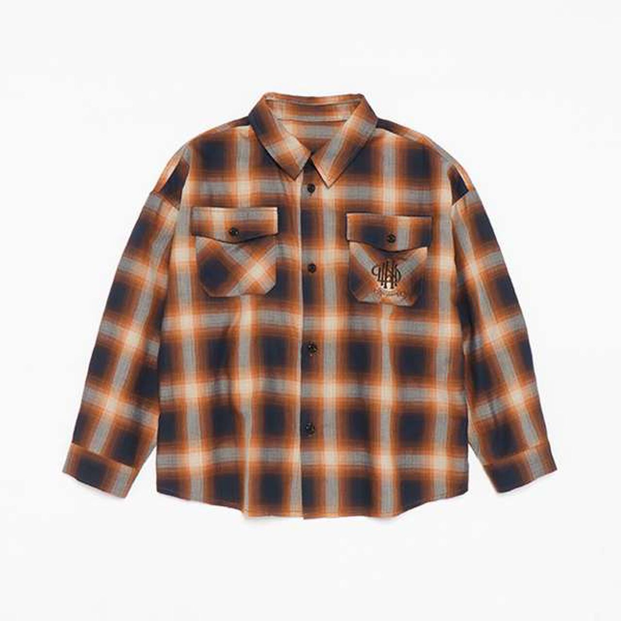 [Link] Ombre Check Emblem Embroidered Shirt,Orange, large image number 5