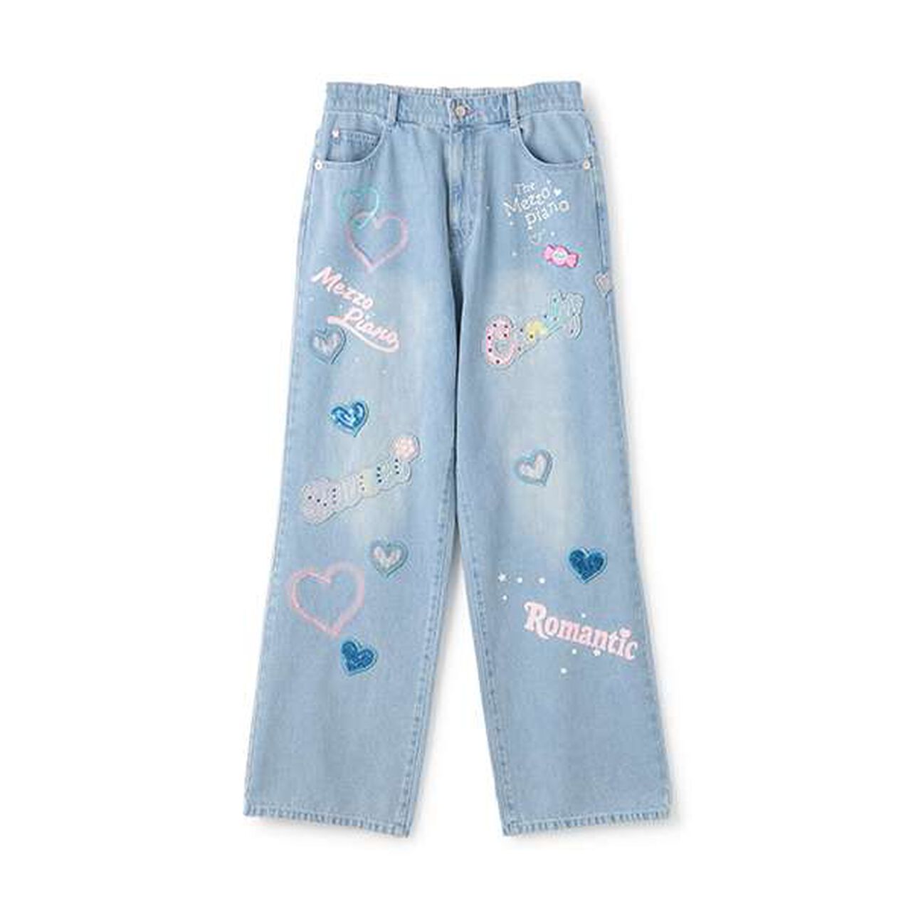 Reissue ♪ Decorative Wide Denim Pants,Black, large image number 12