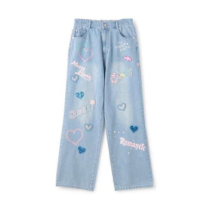 Reissue ♪ Decorative Wide Denim Pants,Black, medium image number 12