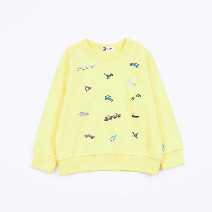 KPBOY Vehicle Dinosaur Embroidered Fleece Sweatshirt (80-150),Yellow, medium image number 12