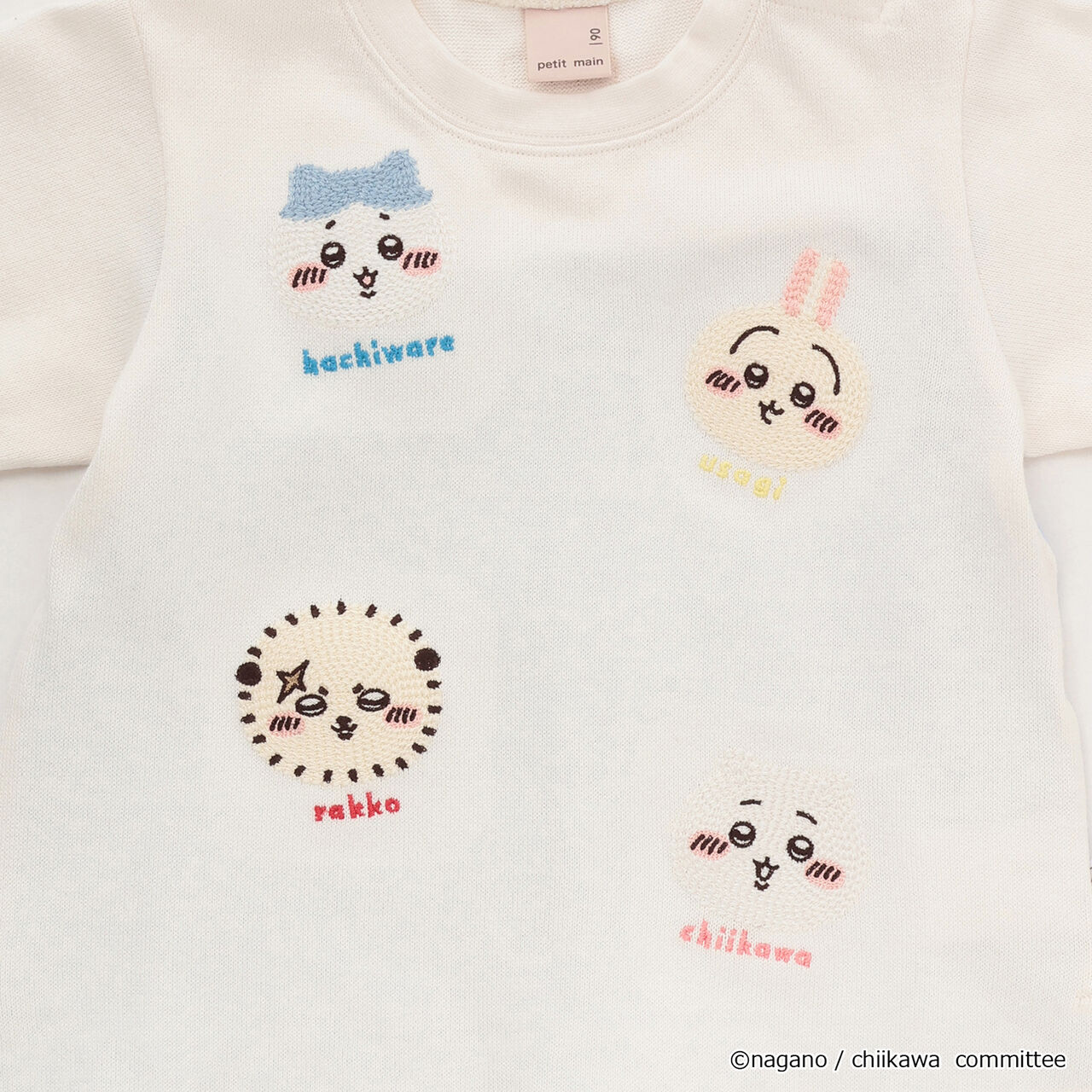 Chikawa Face Motif Long-Sleeve T-Shirt,Top gray, large image number 15