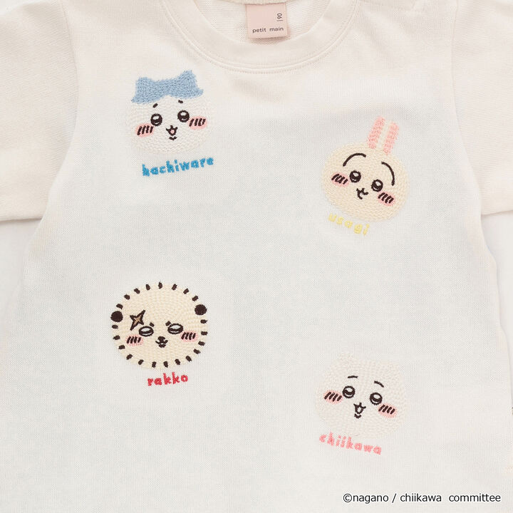 Chikawa Face Motif Long-Sleeve T-Shirt,Top gray, medium image number 15