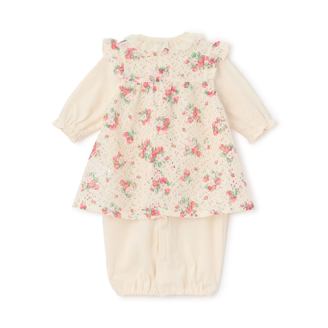 Wild Strawberry Lace Apron 2 WAY All-in-One [Organic] [Made in Japan],Pearl white, large image number 1