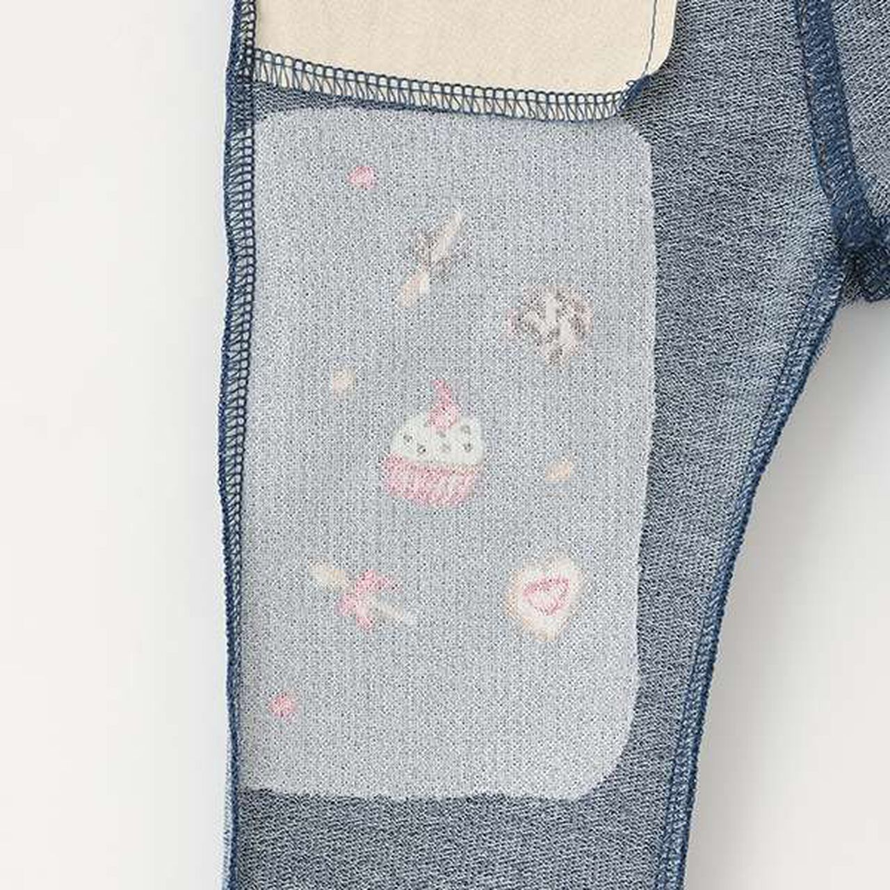 Sweets Embroidery Knit Denim Pants,Navy, large image number 9