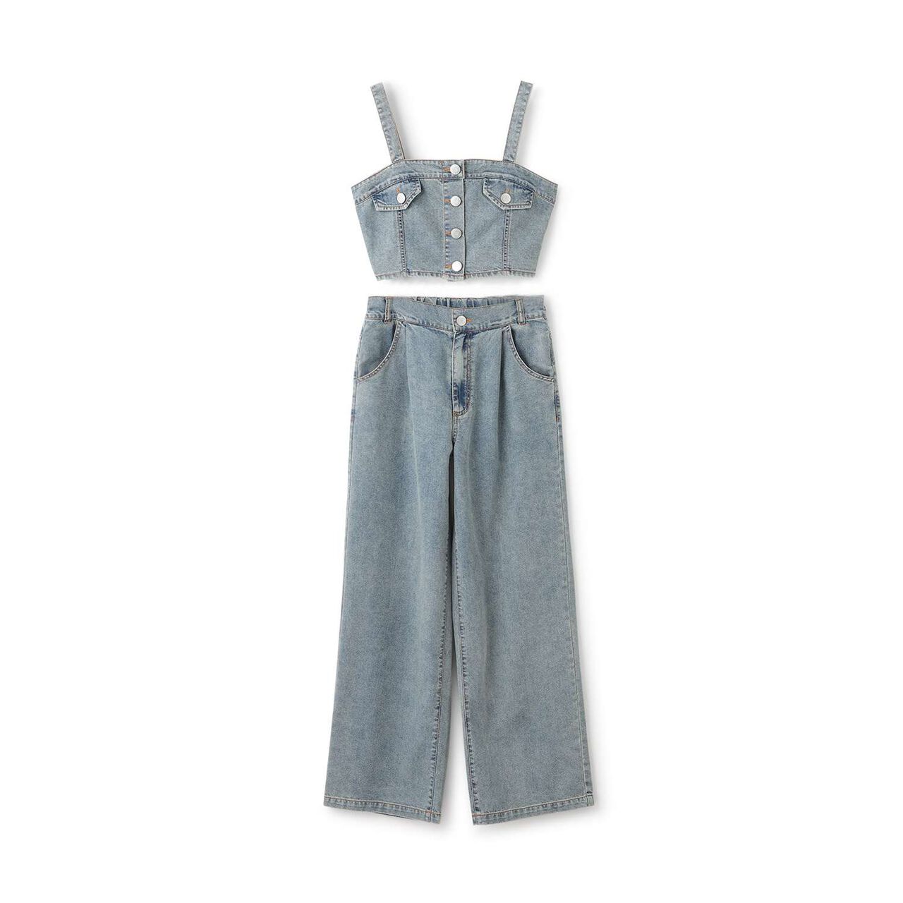 [LTXC / Cool Touch] Denim Pants and Bustier Set,Gray, large image number 8