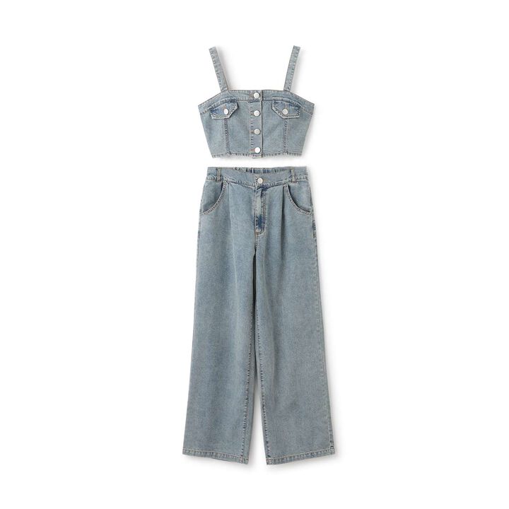 [LTXC / Cool Touch] Denim Pants and Bustier Set,Gray, medium image number 8
