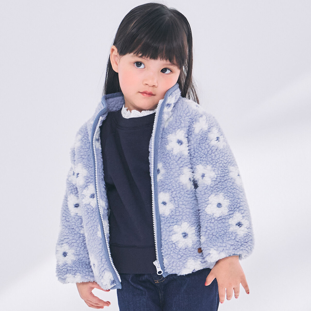 [Light and Fluffy] Jacquard Boa Jacket,Light blue, large image number 0