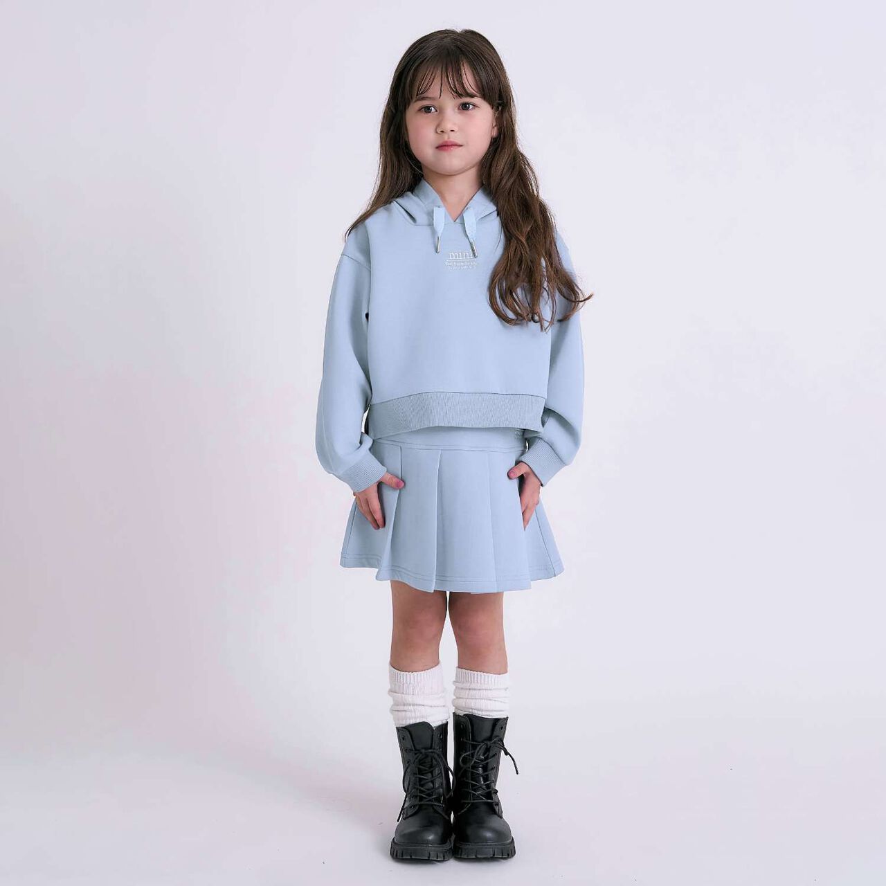 Anti-Stain Puffy Sweat Skirt / Cardboard,Sax blue, large image number 5