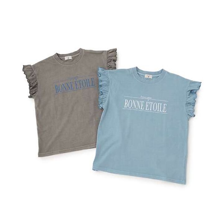 [AMI] Sleeve Frill Pigment T-Shirt,Sax blue, medium image number 8